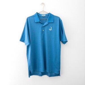 Peter Millar Pinehurst Short Sleeve Collared Polo Shirt Light Blue Size XL